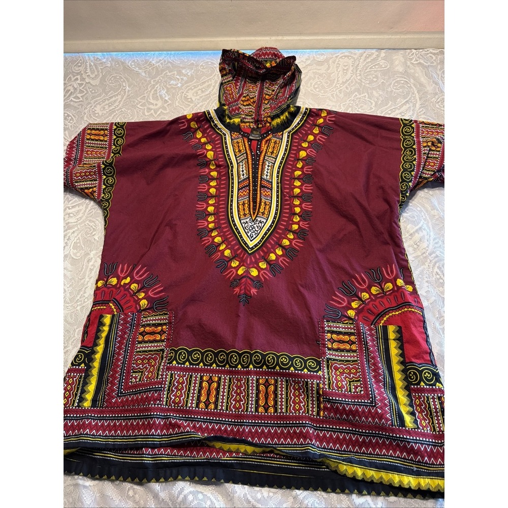 Tia Dashiki Mens hooded Hippie Shirt  Tribal, Festival, Summer Vibe,